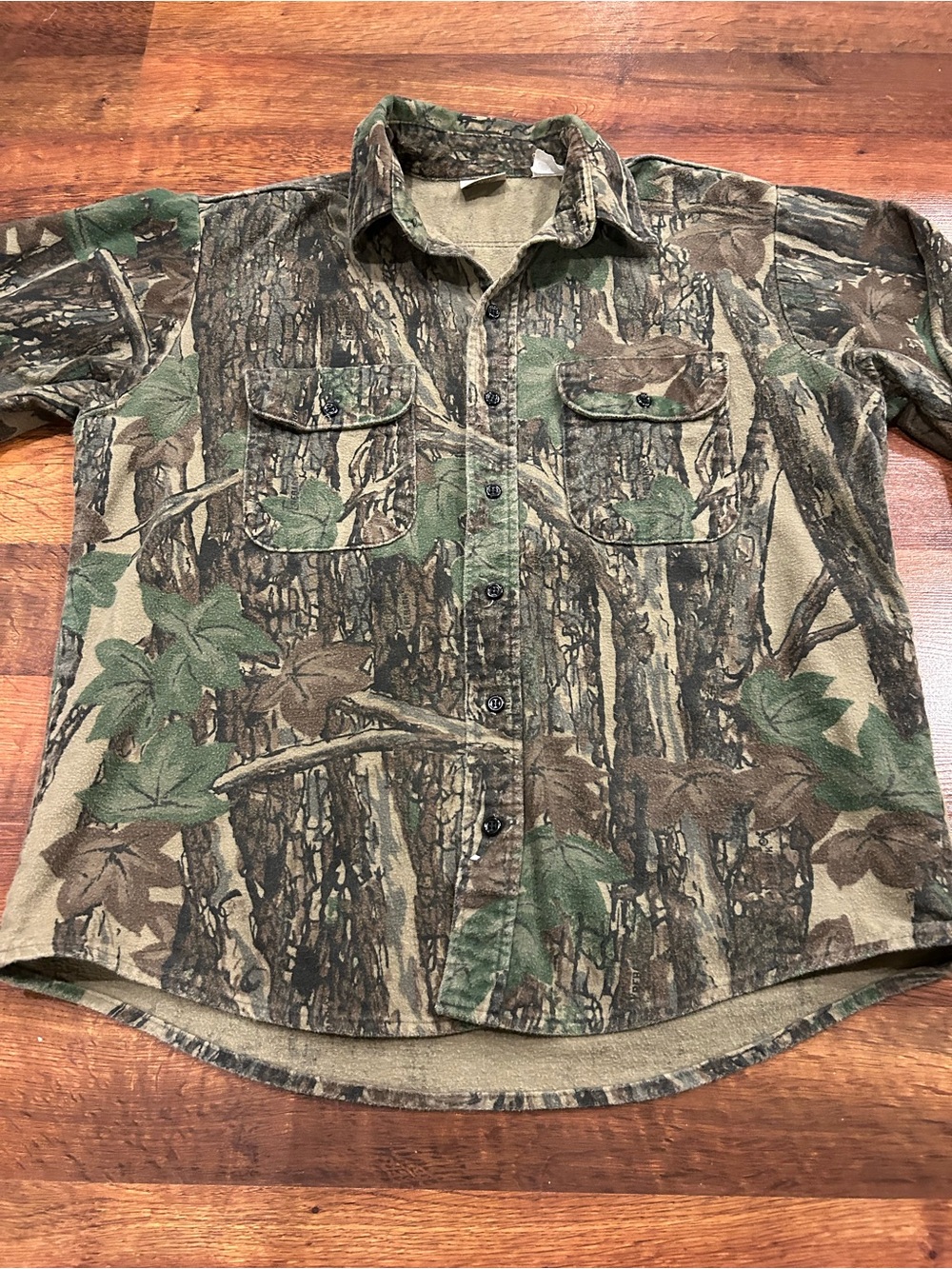 Vtg 90s Five Brother Real Tree Camo Button Down Shirt L Hunting Grunge 80s USA
